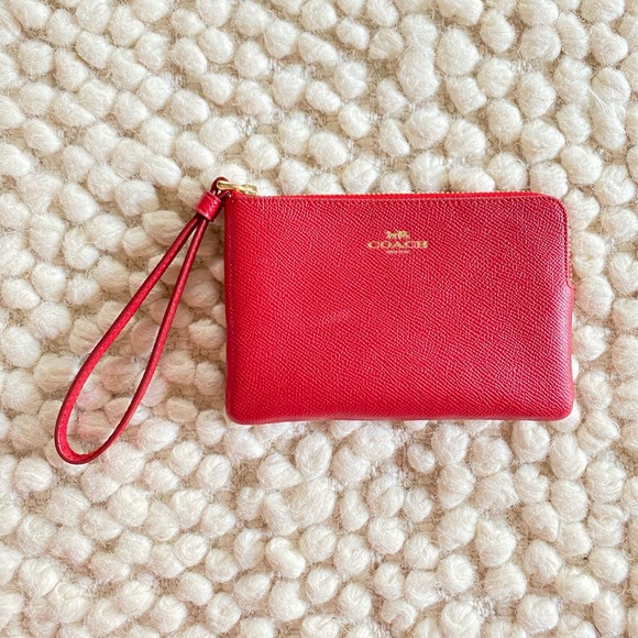 Coach Handbags - NWT Coach Red Leather Zipper Wristlet Wallet